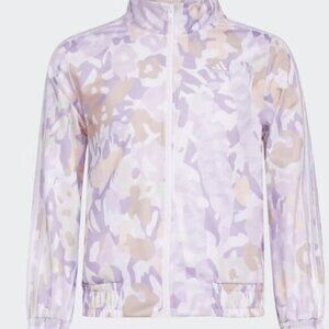 Adidas Pastel Pink Floral Camo Allover Print Full Zip Light Jacket‎ Girls S 7/8